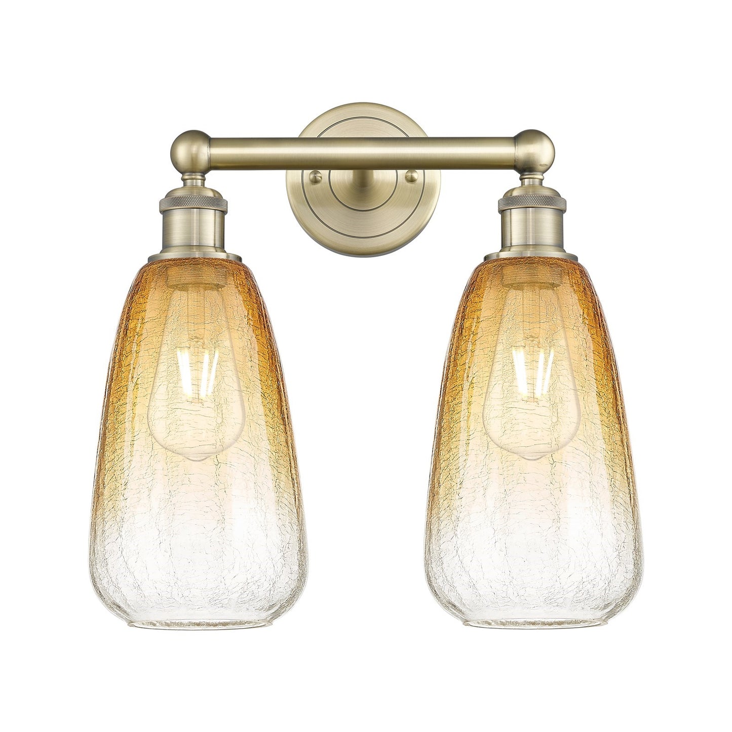 Innovations Brookhaven Almond 15in 2-Light Bath Vanity Light | Industrial Antique Brass and Amber Glass | Bathroom Vanity | 15 | Model 616-2W-AB-G480-6AM
