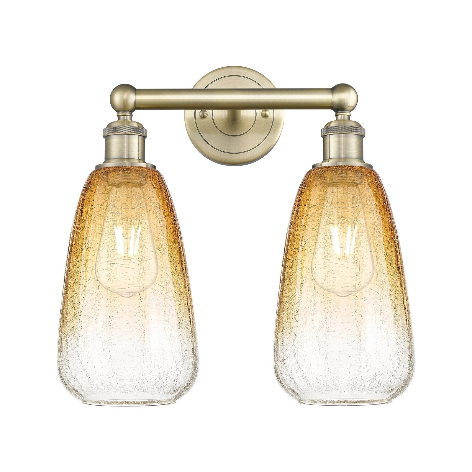 Innovations Brookhaven Almond 15in 2-Light Bath Vanity Light | Industrial Antique Brass and Amber Glass | Bathroom Vanity | 15 | Model 616-2W-AB-G480-6AM