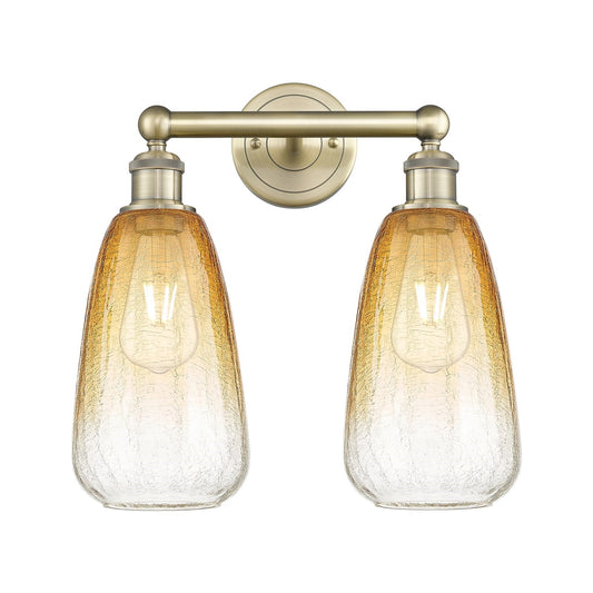 Innovations Brookhaven Almond 15in 2-Light Bath Vanity Light | Industrial Antique Brass and Amber Glass | Bathroom Vanity | 15 | Model 616-2W-AB-G480-6AM