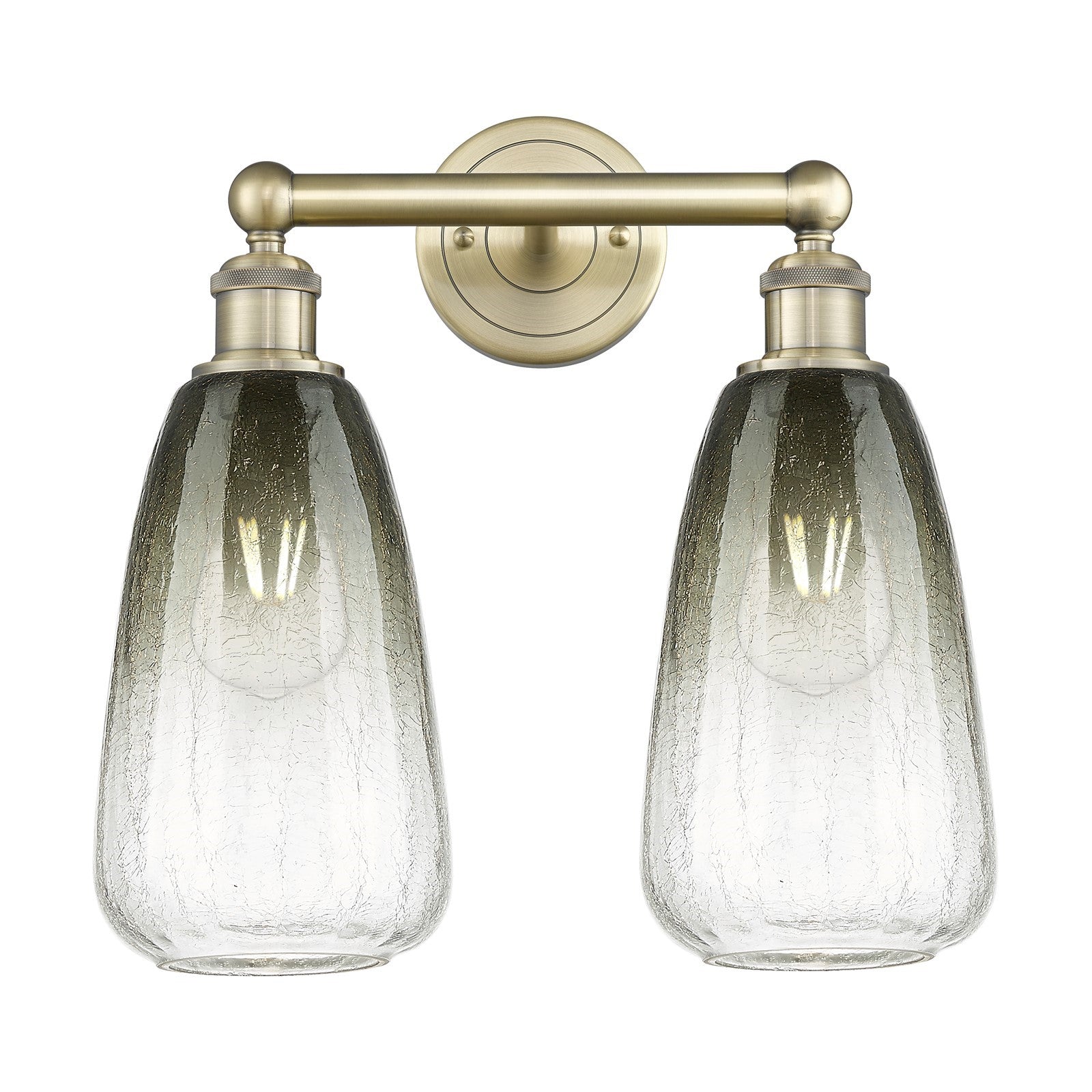 Innovations Brookhaven Almond 15in 2-Light Bath Vanity Light | Industrial Antique Brass and Slate Glass | Bathroom Vanity | 15 | Model 616-2W-AB-G480-6SL