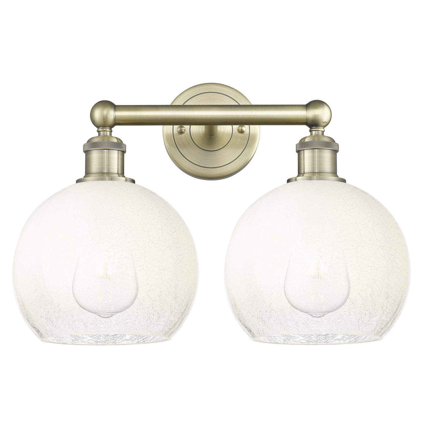 Innovations Brookhaven Globe 17in 2-Light Vanity Light | Industrial Antique Brass Steel and Opal Glass | Bathroom Vanity | Model 616-2W-AB-G483-8OP