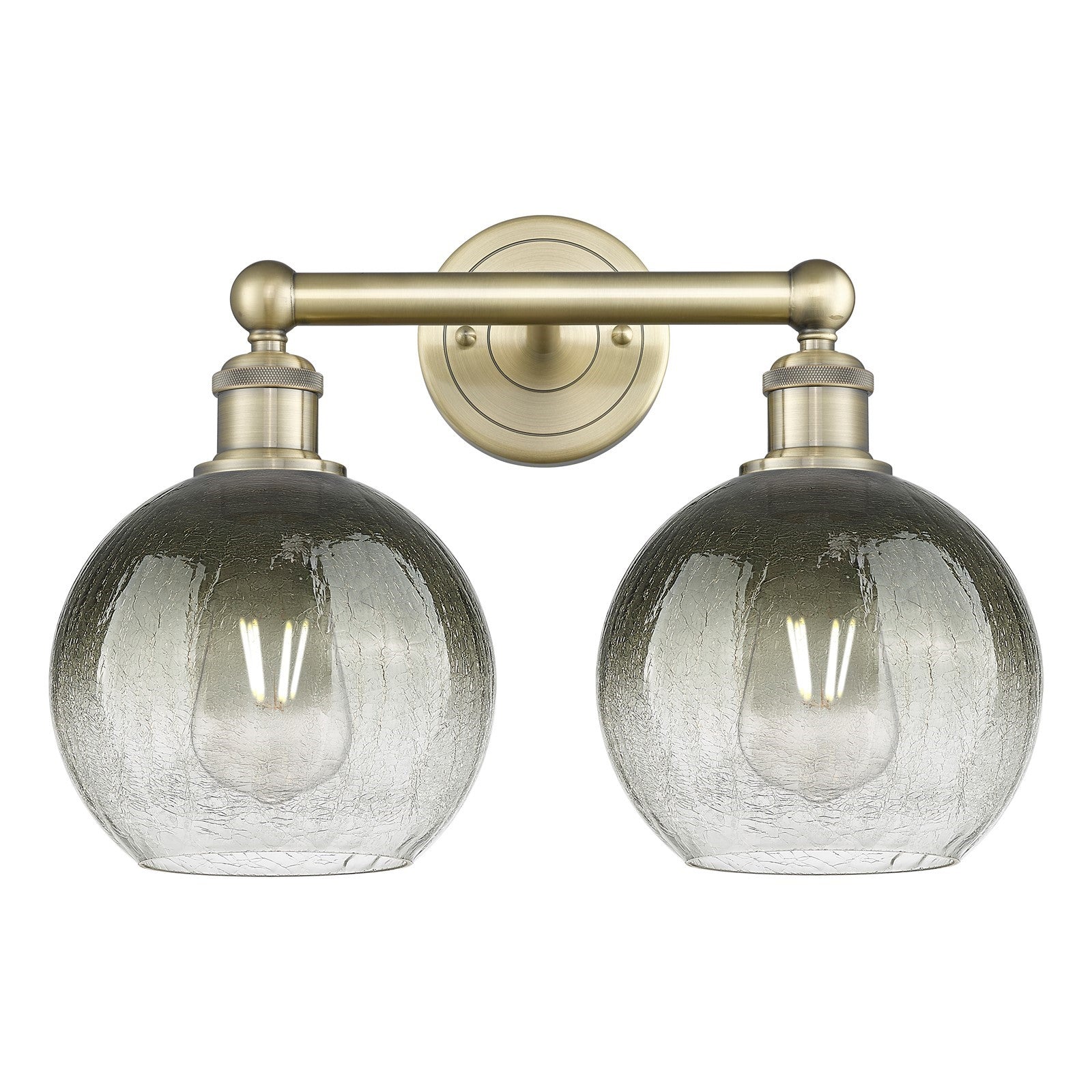 Innovations Brookhaven Globe 17in 2-Light Bath Vanity Light | Industrial Antique Brass Steel and Slate Glass | Bathroom Vanity | Model 616-2W-AB-G483-8SL