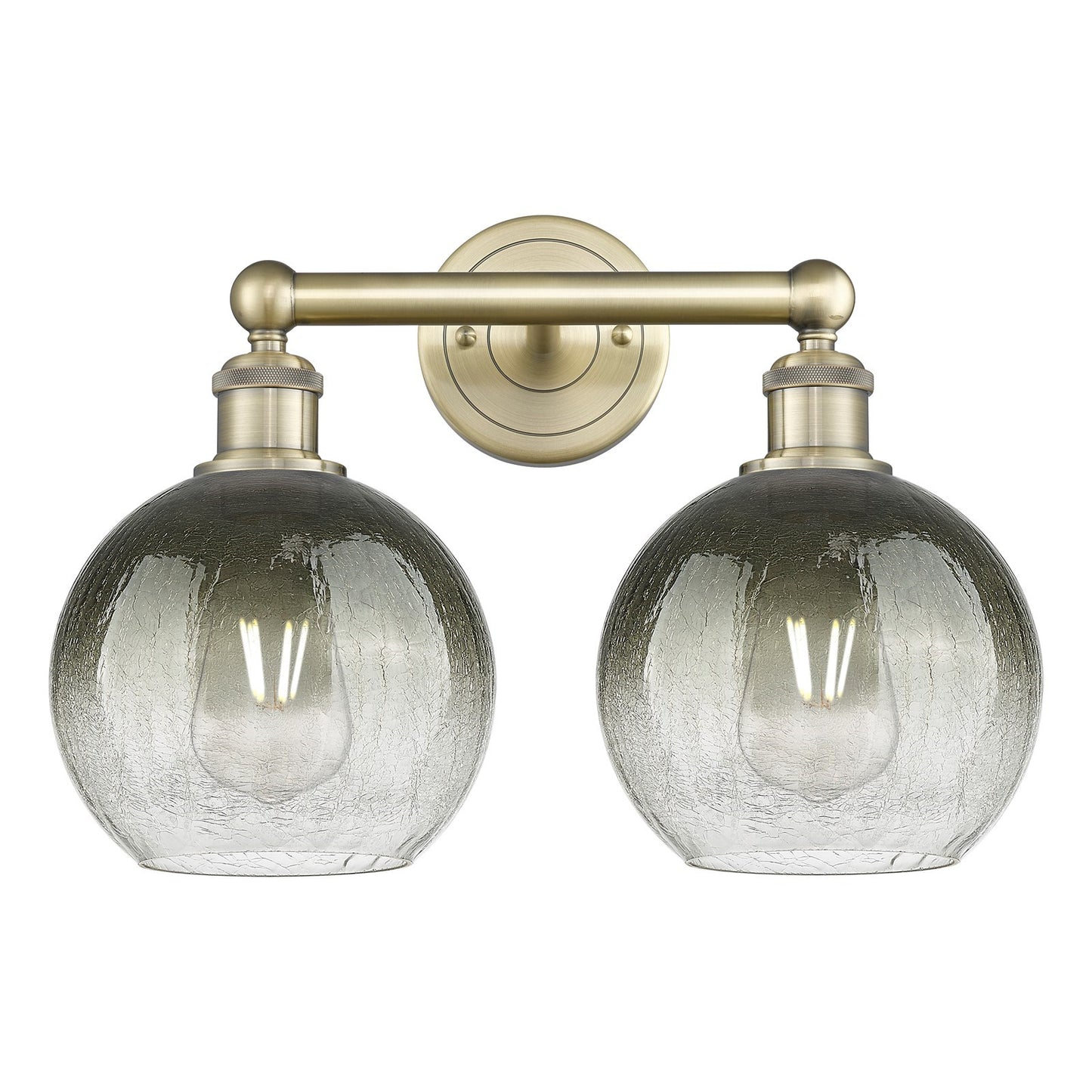 Innovations Brookhaven Globe 17in 2-Light Bath Vanity Light | Industrial Antique Brass Steel and Slate Glass | Bathroom Vanity | Model 616-2W-AB-G483-8SL