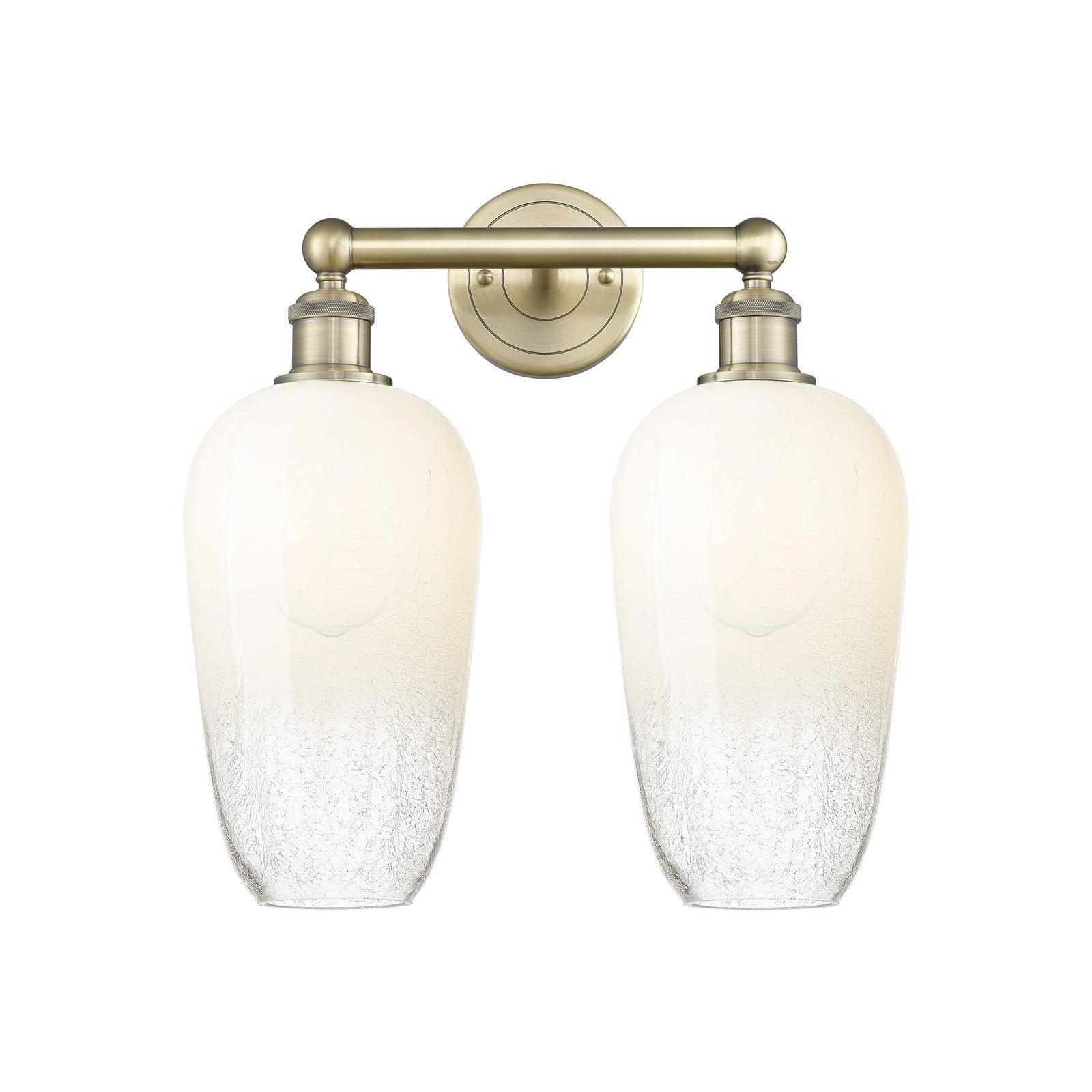 Innovations Brookhaven Flute 16in 2-Light Bath Vanity | Industrial Antique Brass Steel and Opal Glass | Bathroom Vanity Light | Model 616-2W-AB-G484-7OP