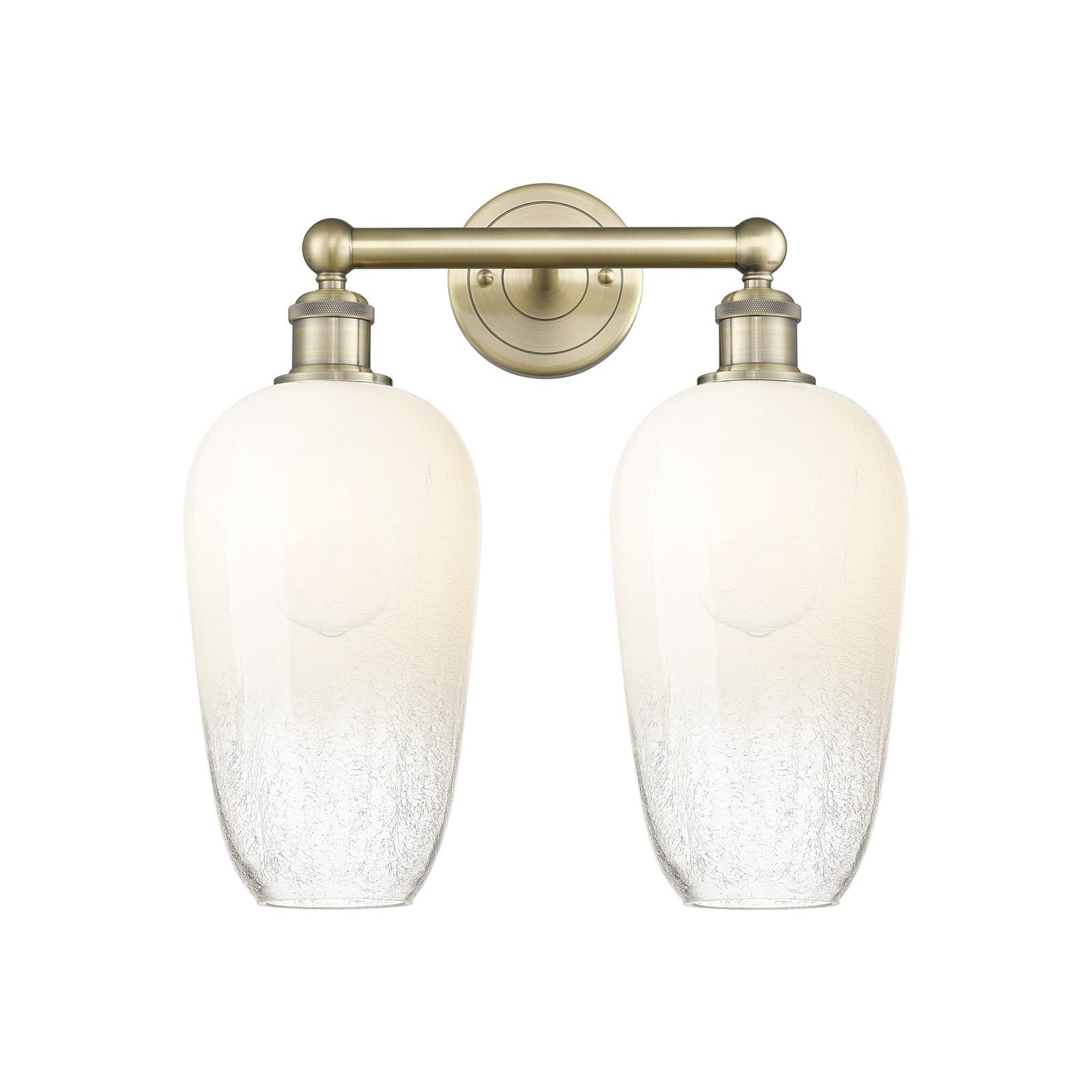 Innovations Brookhaven Flute 16in 2-Light Bath Vanity | Industrial Antique Brass Steel and Opal Glass | Bathroom Vanity Light | Model 616-2W-AB-G484-7OP