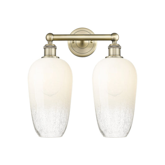 Innovations Brookhaven Flute 16in 2-Light Bath Vanity | Industrial Antique Brass Steel and Opal Glass | Bathroom Vanity Light | Model 616-2W-AB-G484-7OP