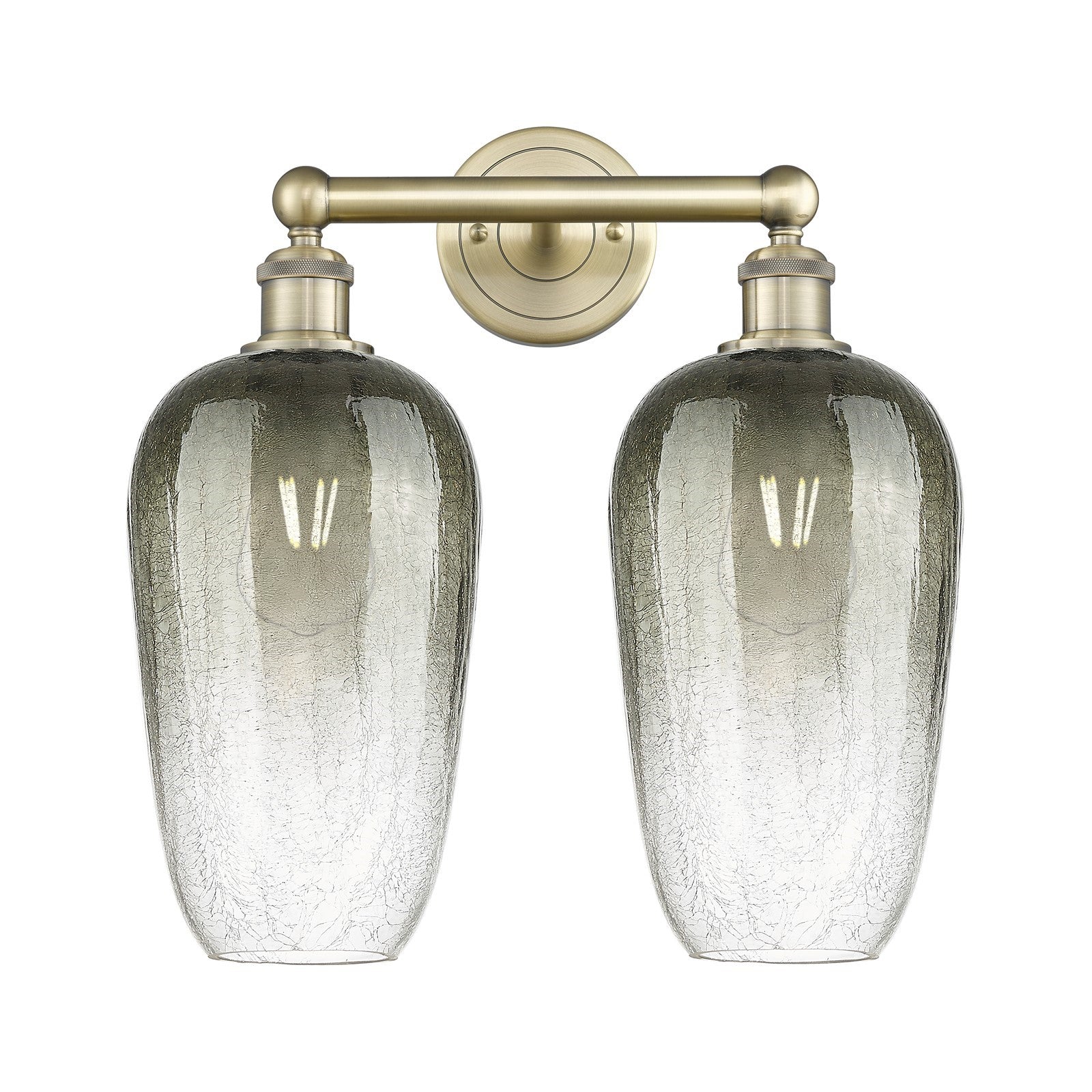 Innovations Brookhaven Flute 16in 2-Light Bath Vanity | Industrial Antique Brass Steel and Slate Glass | Bathroom Vanity Light | Model 616-2W-AB-G484-7SL