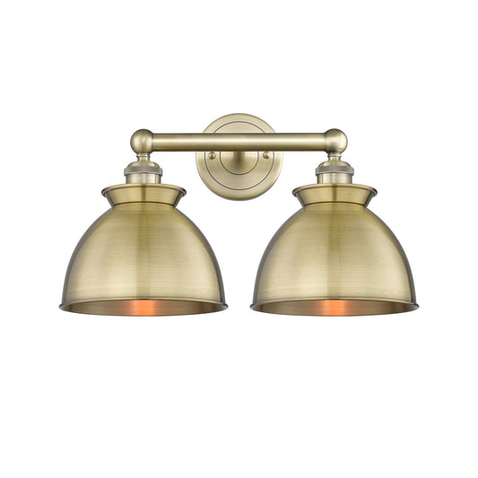 Innovations Adirondack 17in 2-Light Bath Vanity | Industrial Farmhouse Antique Brass Steel and Cast Brass with Antique Brass | Model 616-2W-AB-M14-AB