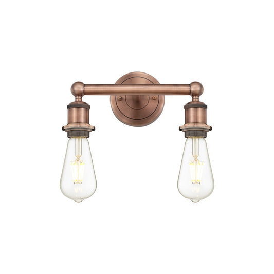 Innovations Edison 12.375in 2-Light Bath Vanity Light | Industrial Antique Copper Steel and Cast Brass | Bathroom Vanity | 12.38 x 6 x | Model 616-2W-AC