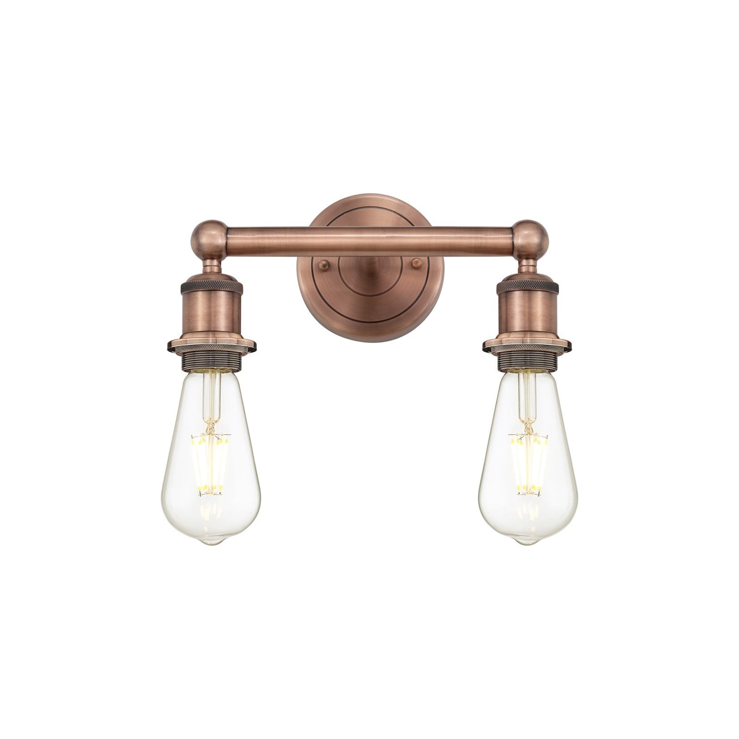 Innovations Edison 12.375in 2-Light Bath Vanity Light | Industrial Antique Copper Steel and Cast Brass | Bathroom Vanity | 12.38 x 6 x | Model 616-2W-AC
