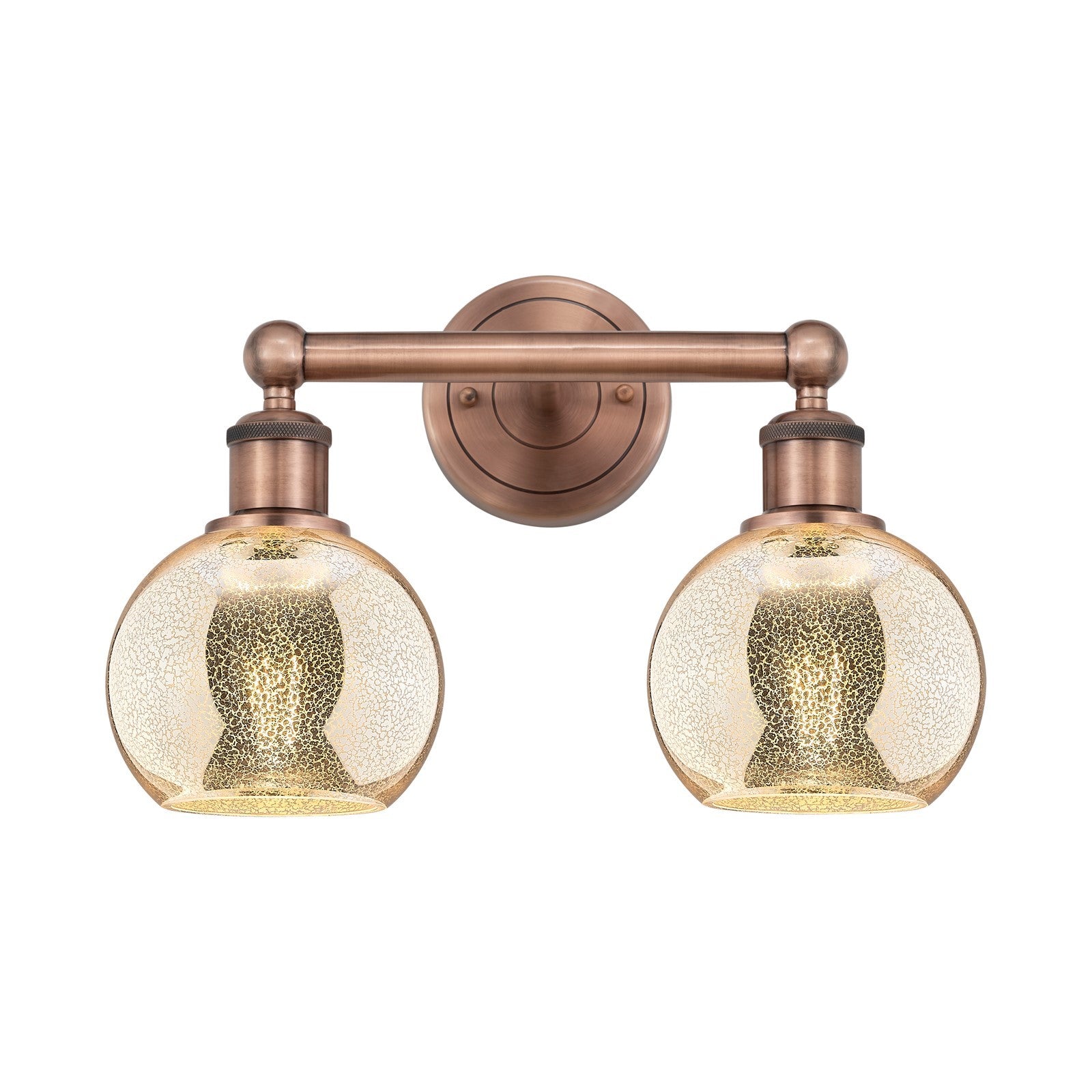 Innovations Athens 15in 2-Light Bath Vanity | Industrial Antique Copper Steel and Mercury Glass | Bathroom & Powder Room | 14.88 | Model 616-2W-AC-G128-6