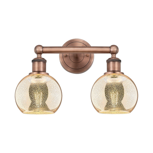 Innovations Athens 15in 2-Light Bath Vanity | Industrial Antique Copper Steel and Mercury Glass | Bathroom & Powder Room | 14.88 | Model 616-2W-AC-G128-6