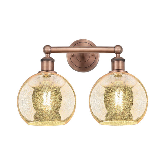 Innovations Athens 17in 2-Light Bath Vanity Light | Industrial Antique Copper Steel and Mercury Glass | Bathroom Vanity | 17 x | Model 616-2W-AC-G128-8