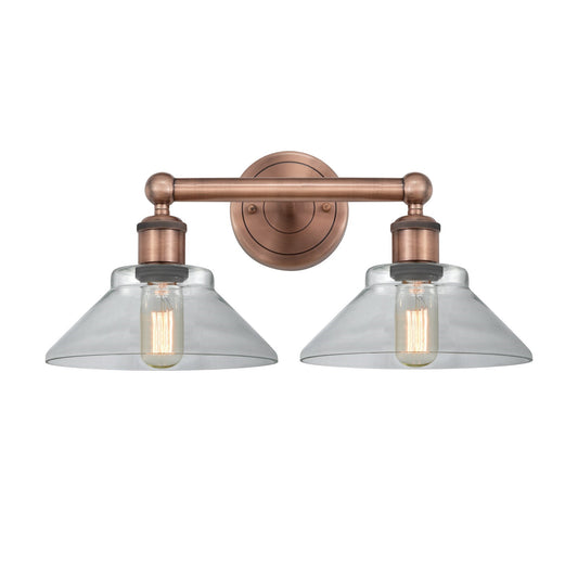 Innovations Orwell 17in 2-Light Bath Vanity Light | Industrial Antique Copper Steel and Clear Glass | Bathroom Vanity | 17.38 x | Model 616-2W-AC-G132