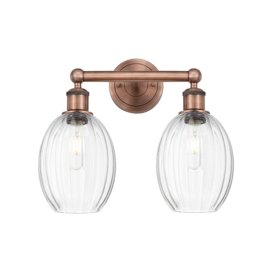 Innovations Preston Bulb 15in 2-Light Bath Vanity | Industrial Antique Copper Steel and Clear Glass | Bathroom & Powder Room | Model 616-2W-AC-G459-6CL