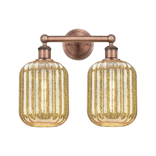 Innovations Preston Cylinder 16in 2-Light Bath Vanity | Industrial Antique Copper Steel and Mercury Glass | Bathroom Vanity | Model 616-2W-AC-G460-7ME