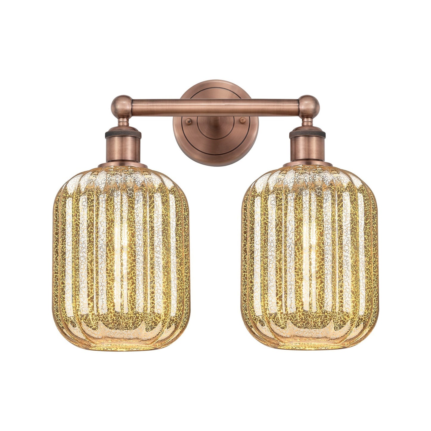 Innovations Preston Cylinder 16in 2-Light Bath Vanity | Industrial Antique Copper Steel and Mercury Glass | Bathroom Vanity | Model 616-2W-AC-G460-7ME