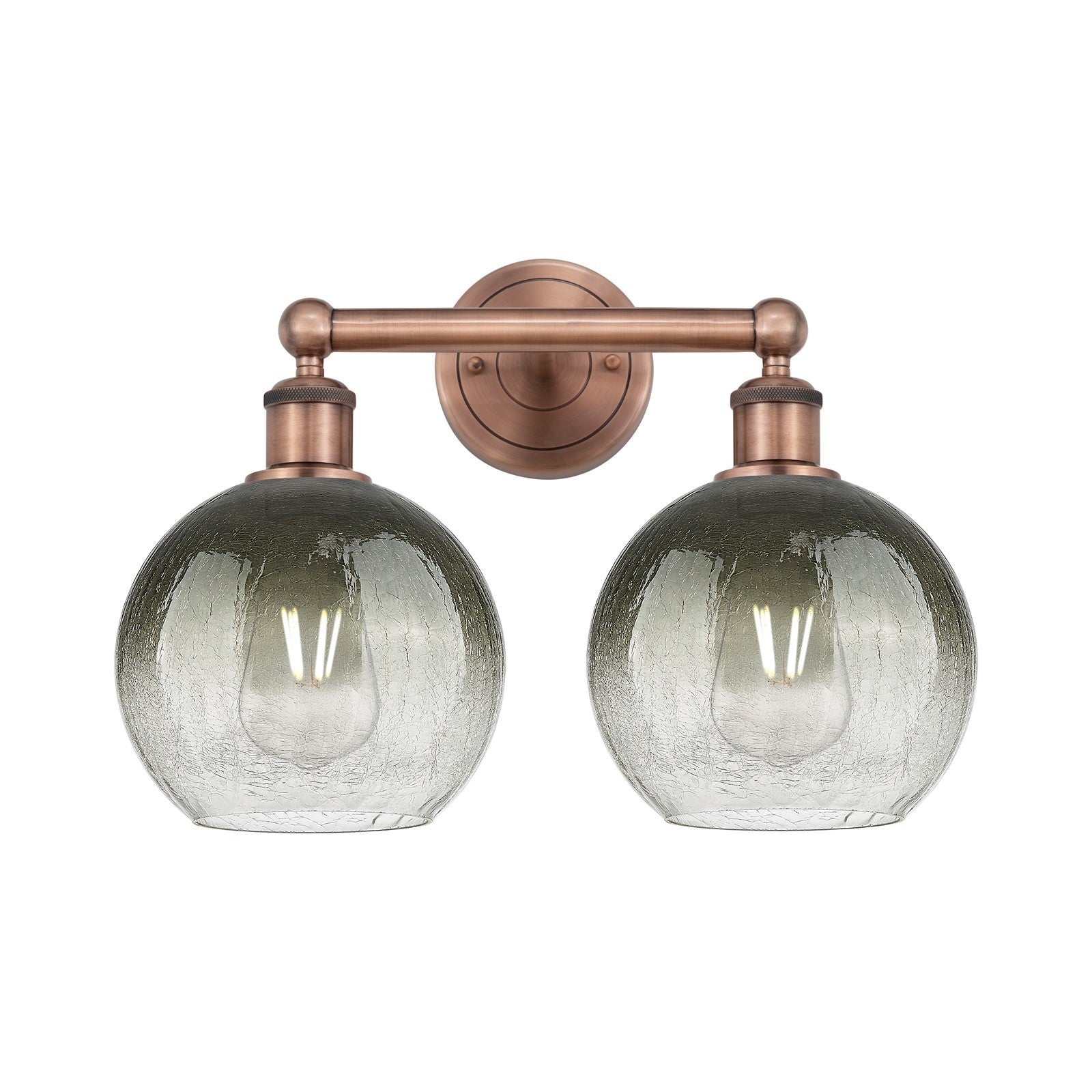 Innovations Brookhaven Globe 17in 2-Light Bath Vanity Light | Industrial Antique Copper Steel and Slate Glass | Bathroom Vanity | Model 616-2W-AC-G483-8SL