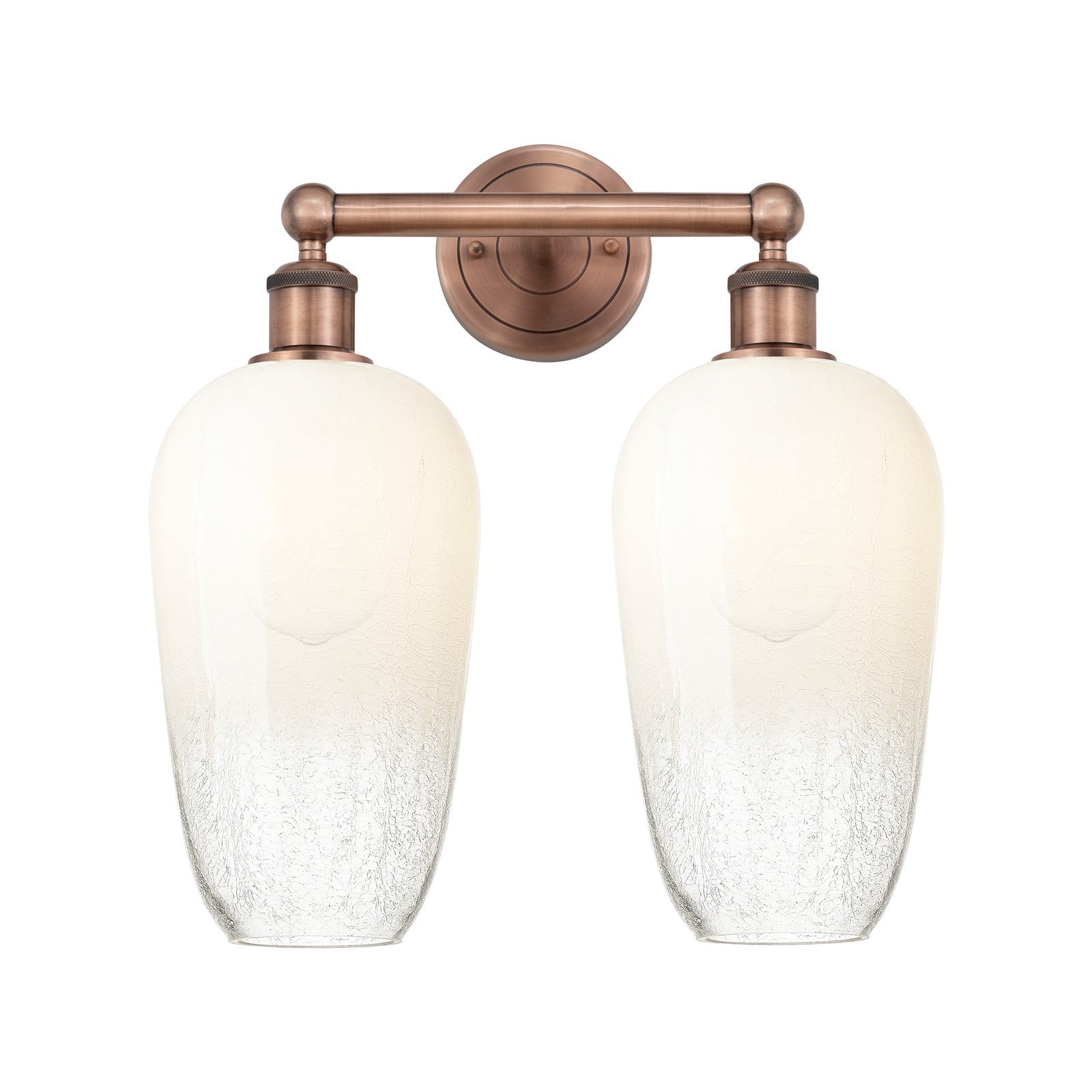 Innovations Brookhaven Flute 16in 2-Light Bath Vanity | Industrial Antique Copper Steel and Opal Glass | Bathroom & Powder Room | Model 616-2W-AC-G484-7OP