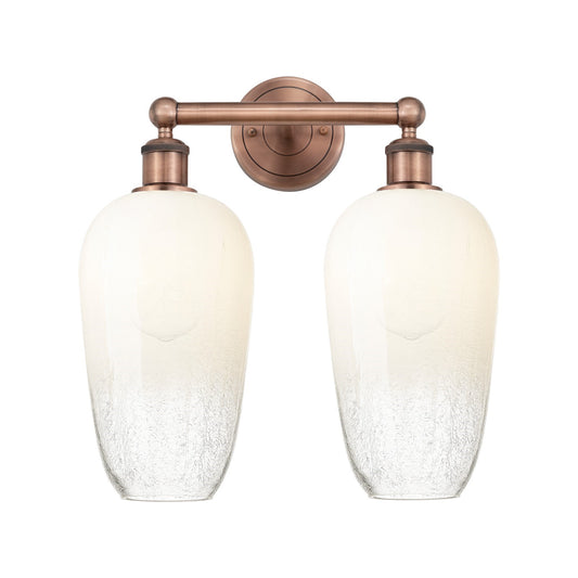 Innovations Brookhaven Flute 16in 2-Light Bath Vanity | Industrial Antique Copper Steel and Opal Glass | Bathroom & Powder Room | Model 616-2W-AC-G484-7OP