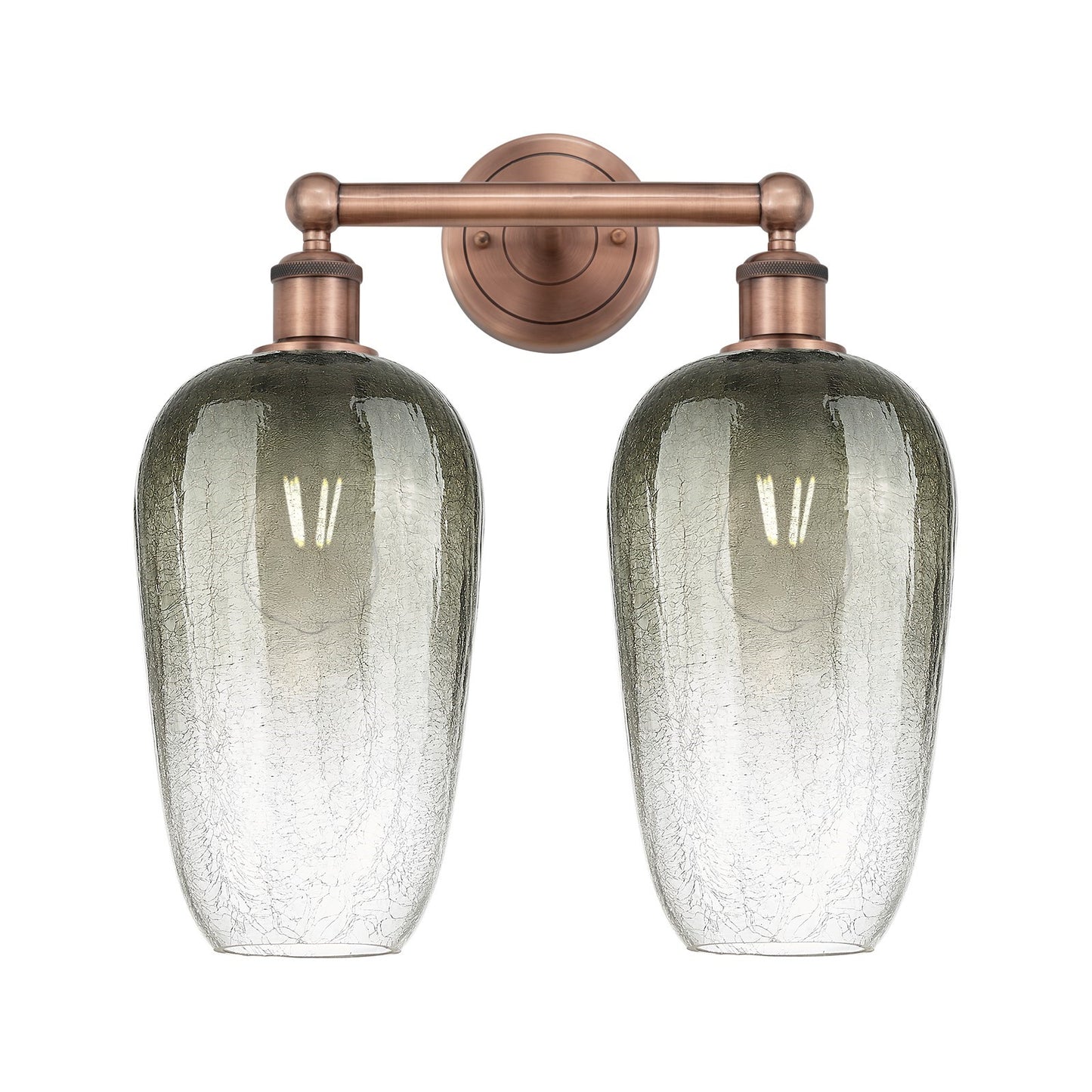 Innovations Brookhaven Flute 16in 2-Light Bath Vanity | Industrial Antique Copper Steel and Slate Glass | Bathroom Vanity & | Model 616-2W-AC-G484-7SL