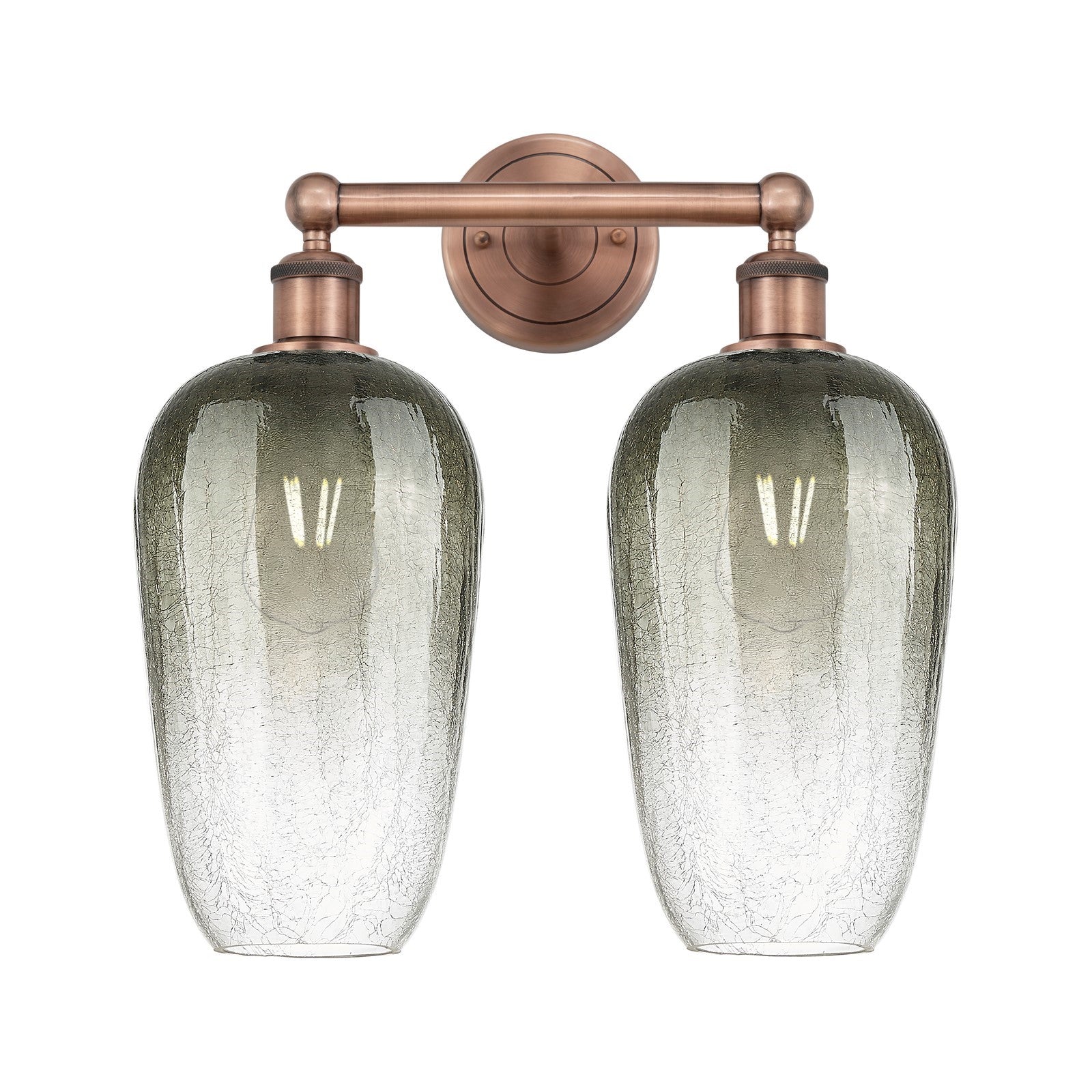 Innovations Brookhaven Flute 16in 2-Light Bath Vanity | Industrial Antique Copper Steel and Slate Glass | Bathroom Vanity & | Model 616-2W-AC-G484-7SL