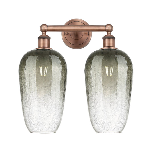 Innovations Brookhaven Flute 16in 2-Light Bath Vanity | Industrial Antique Copper Steel and Slate Glass | Bathroom Vanity & | Model 616-2W-AC-G484-7SL