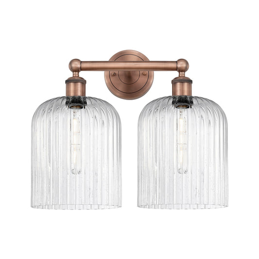 Innovations Bridal Veil 14in 2-Light Bath Vanity Light | Art Nouveau Antique Copper and Seedy Glass | Bathroom Vanity | 14 x | Model 616-2W-AC-G559-8SDY