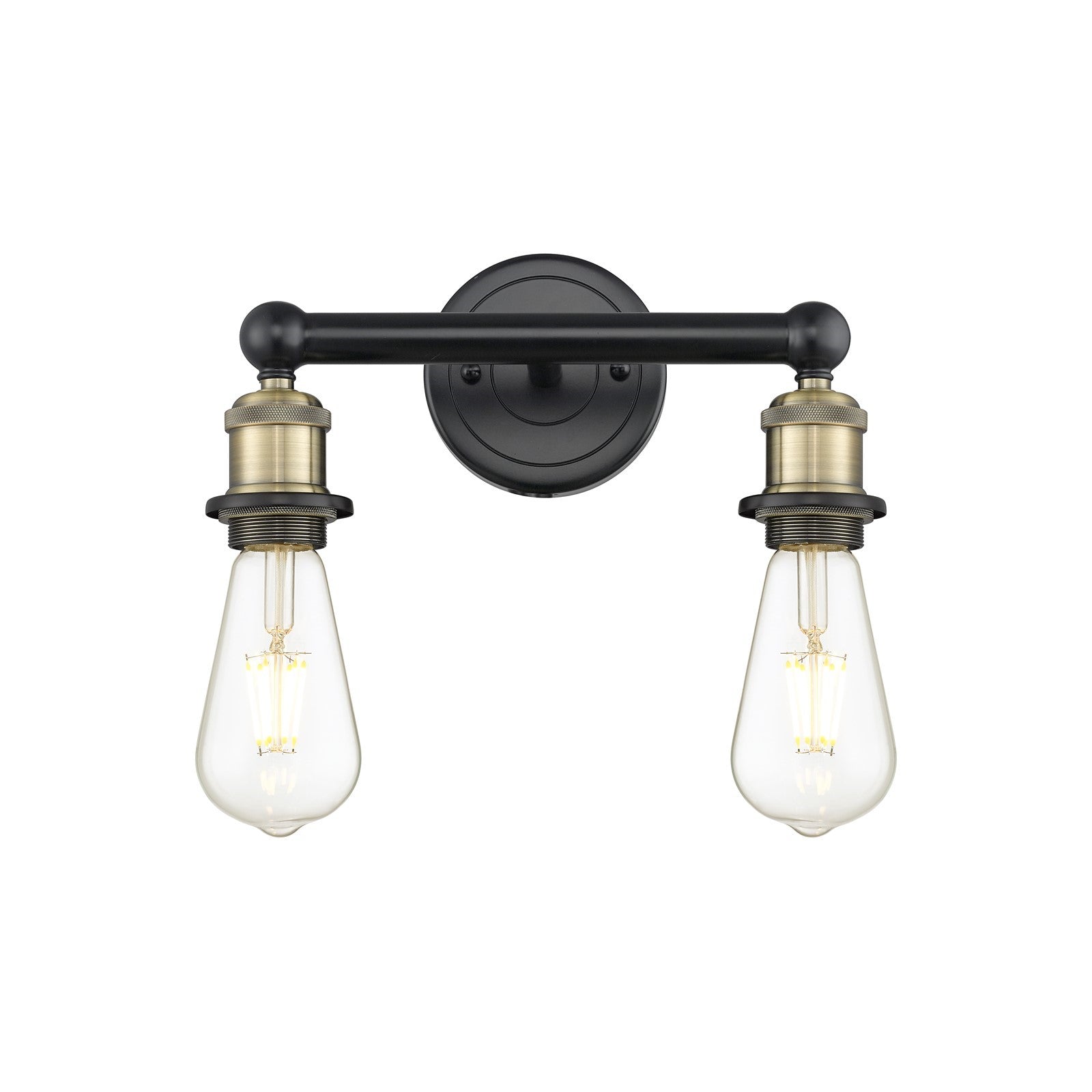 Innovations Edison 12.38in 2-Light Bath Vanity Light | Industrial Black Antique Brass Steel and Cast Brass | Bathroom Vanity | 12.38 x | Model 616-2W-BAB