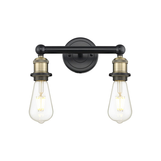 Innovations Edison 12.38in 2-Light Bath Vanity Light | Industrial Black Antique Brass Steel and Cast Brass | Bathroom Vanity | 12.38 x | Model 616-2W-BAB