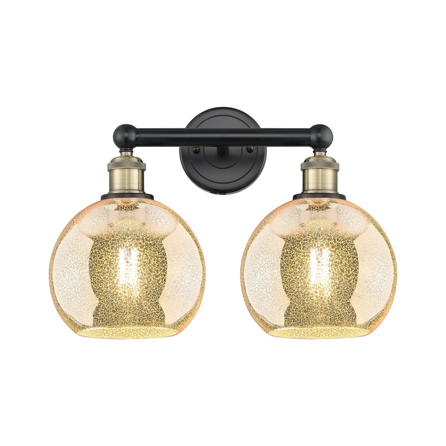 Innovations Athens 17in 2-Light Bath Vanity | Industrial Black Antique Brass and Mercury Glass | Bathroom Vanity Light | 17 x | Model 616-2W-BAB-G128-8