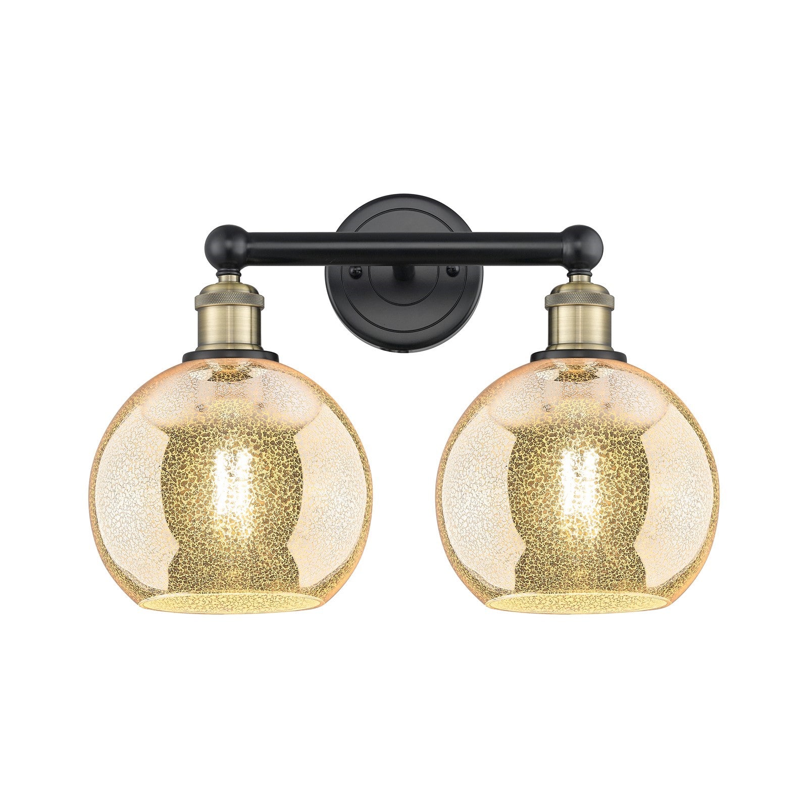 Innovations Athens 17in 2-Light Bath Vanity | Industrial Black Antique Brass and Mercury Glass | Bathroom Vanity Light | 17 x | Model 616-2W-BAB-G128-8