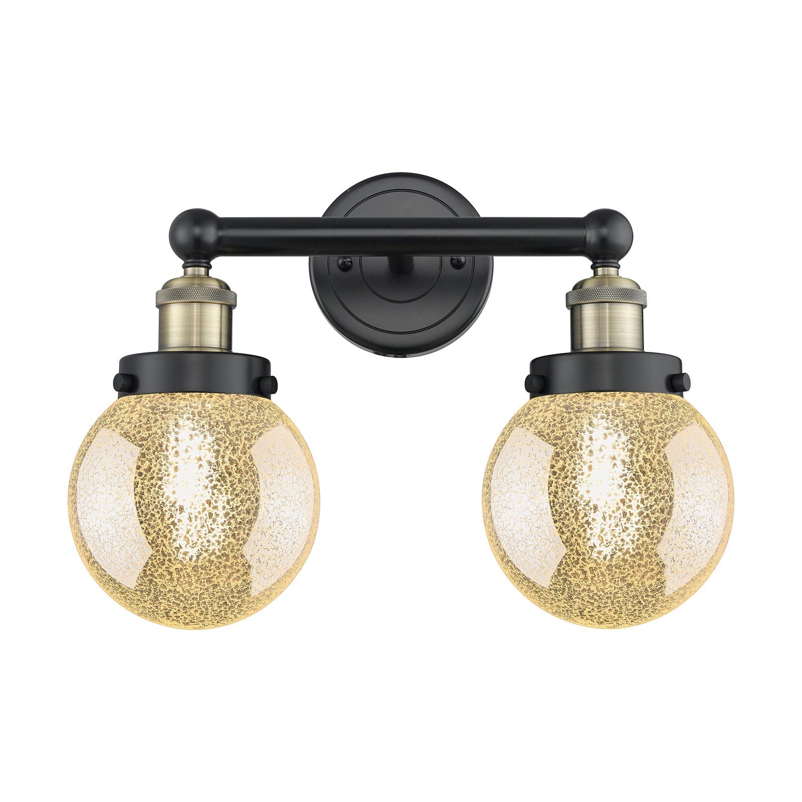 Innovations Beacon 15in 2-Light Bath Vanity | Industrial Black Antique Brass and Mercury Glass | Bathroom Vanity & Powder Room | Model 616-2W-BAB-G208-6