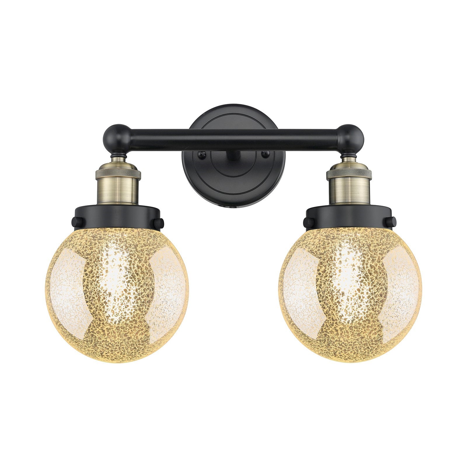 Innovations Beacon 17in 2-Light Bath Vanity | Industrial Black Antique Brass and Mercury Glass | Bathroom Vanity & Powder Room | Model 616-2W-BAB-G208-8