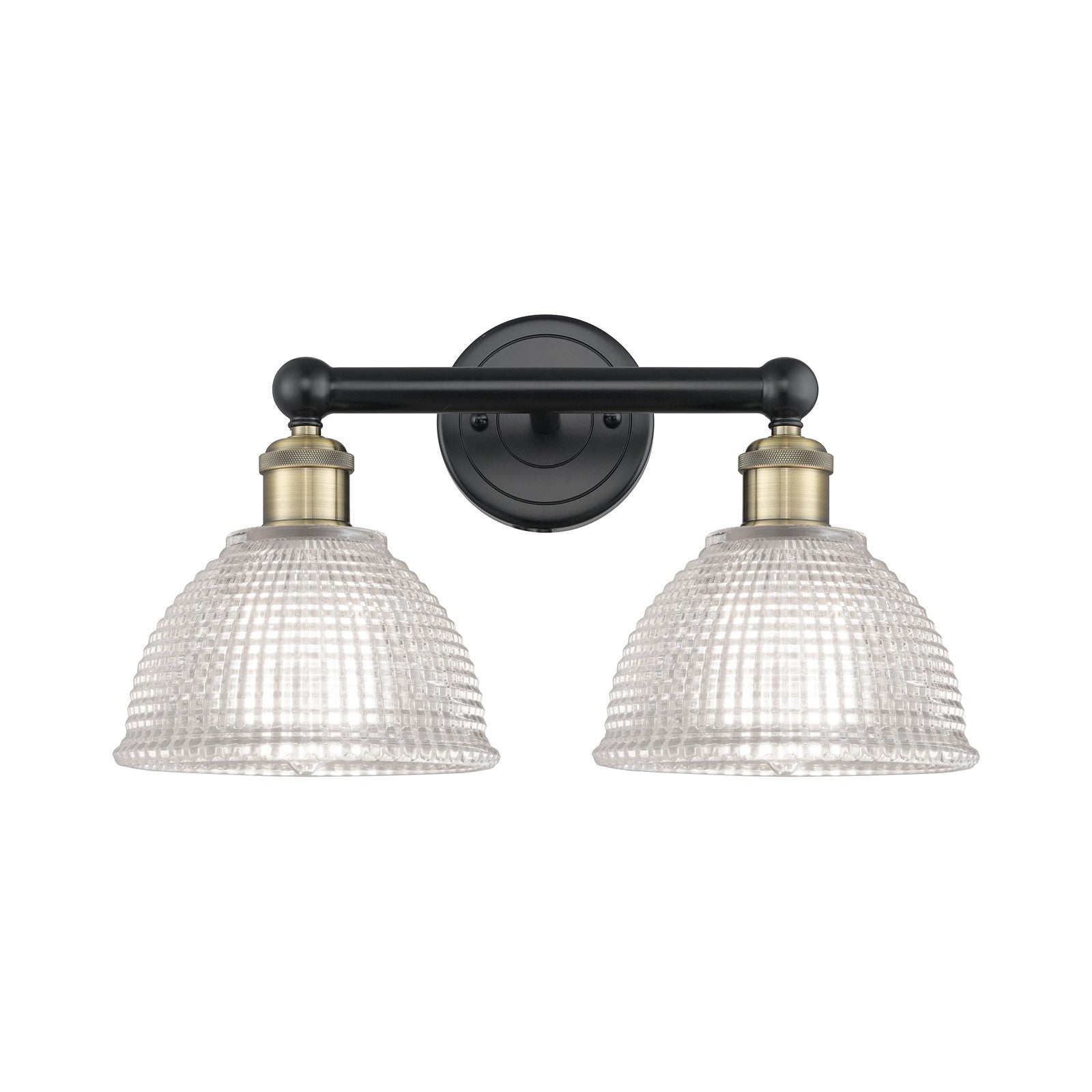 Innovations Arietta 17in 2-Light Bath Vanity Light | Industrial Black Antique Brass Steel and Clear Glass | Bathroom Vanity | 17 x | Model 616-2W-BAB-G422