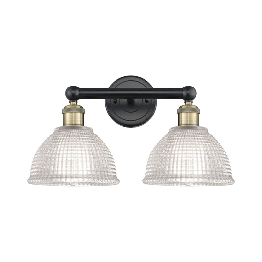 Innovations Arietta 17in 2-Light Bath Vanity Light | Industrial Black Antique Brass Steel and Clear Glass | Bathroom Vanity | 17 x | Model 616-2W-BAB-G422