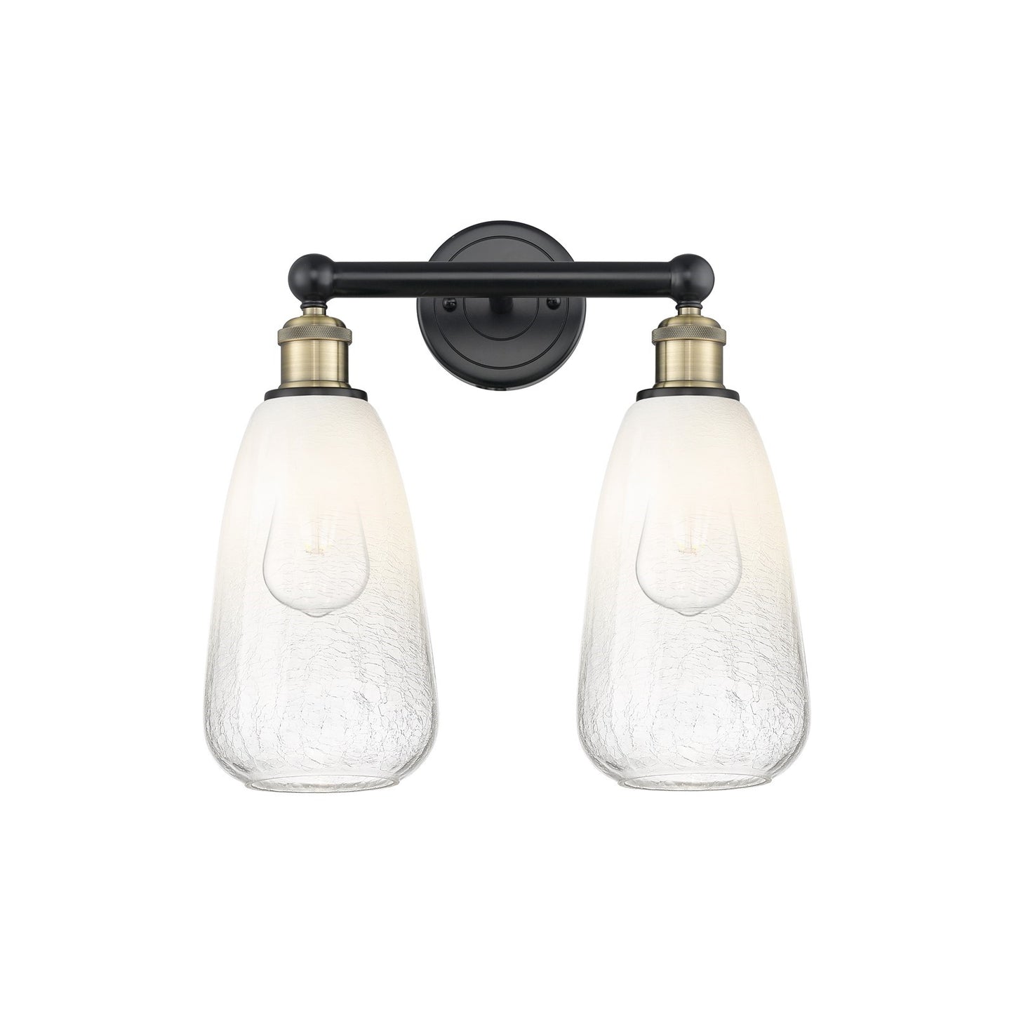 Innovations Brookhaven Almond 15in 2-Light Bath Vanity Light | Industrial Black Antique Brass and Opal Glass | Bathroom Vanity | Model 616-2W-BAB-G480-6OP