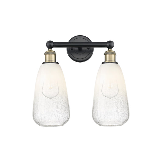 Innovations Brookhaven Almond 15in 2-Light Bath Vanity Light | Industrial Black Antique Brass and Opal Glass | Bathroom Vanity | Model 616-2W-BAB-G480-6OP