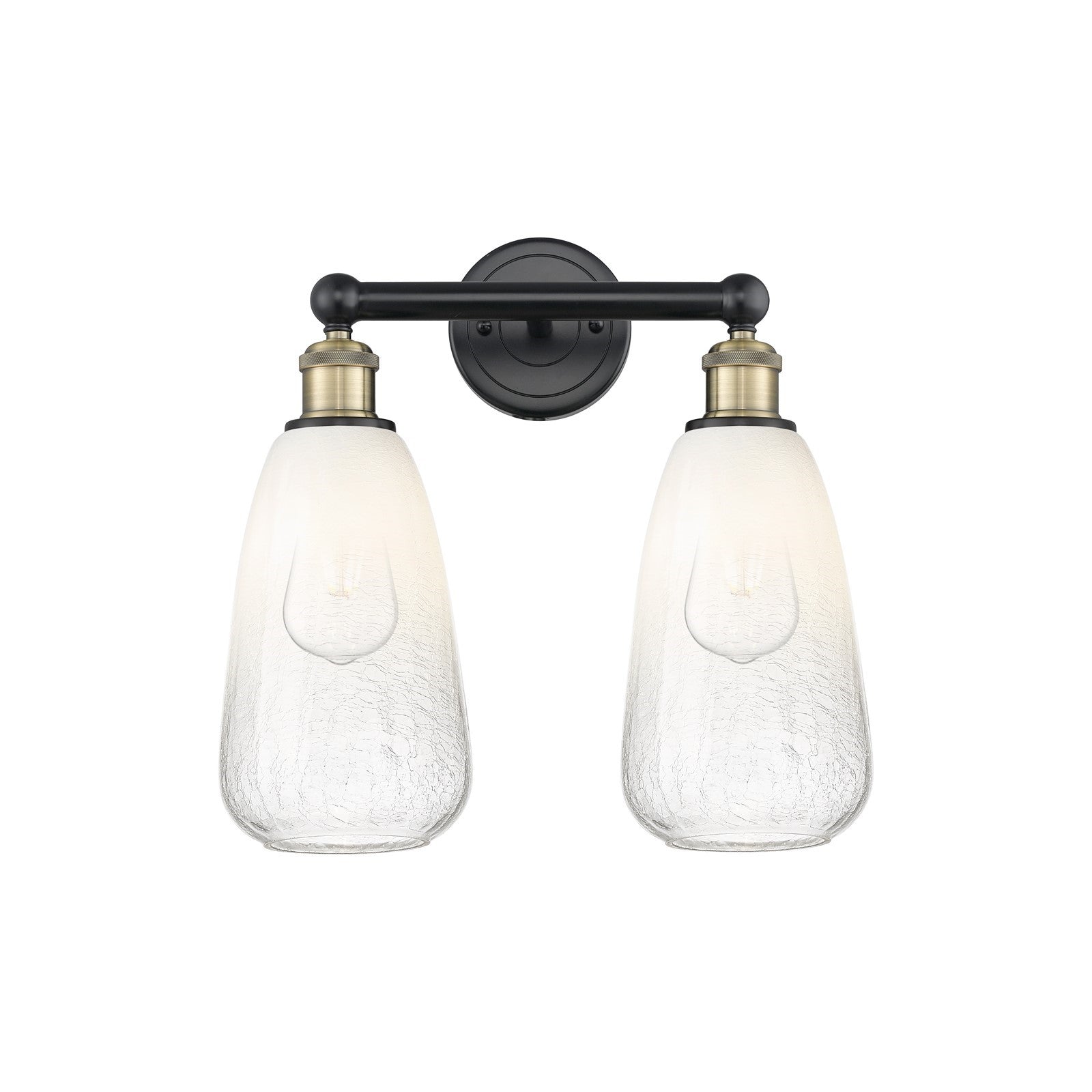 Innovations Brookhaven Almond 15in 2-Light Bath Vanity Light | Industrial Black Antique Brass and Opal Glass | Bathroom Vanity | Model 616-2W-BAB-G480-6OP
