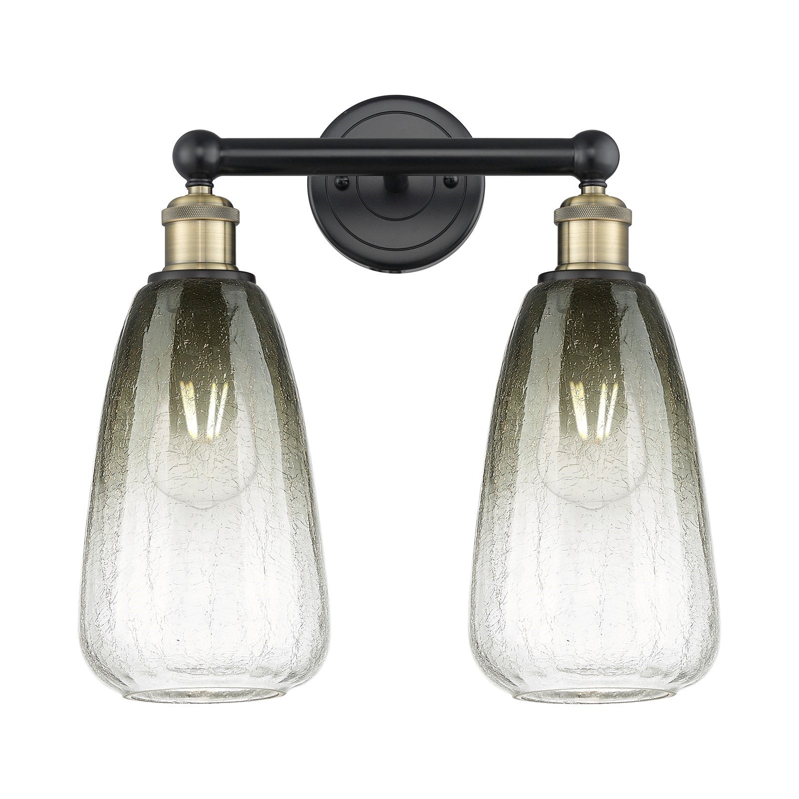 Innovations Brookhaven Almond 15in 2-Light Bath Vanity Light | Industrial Black Antique Brass and Slate Glass | Bathroom | Model 616-2W-BAB-G480-6SL