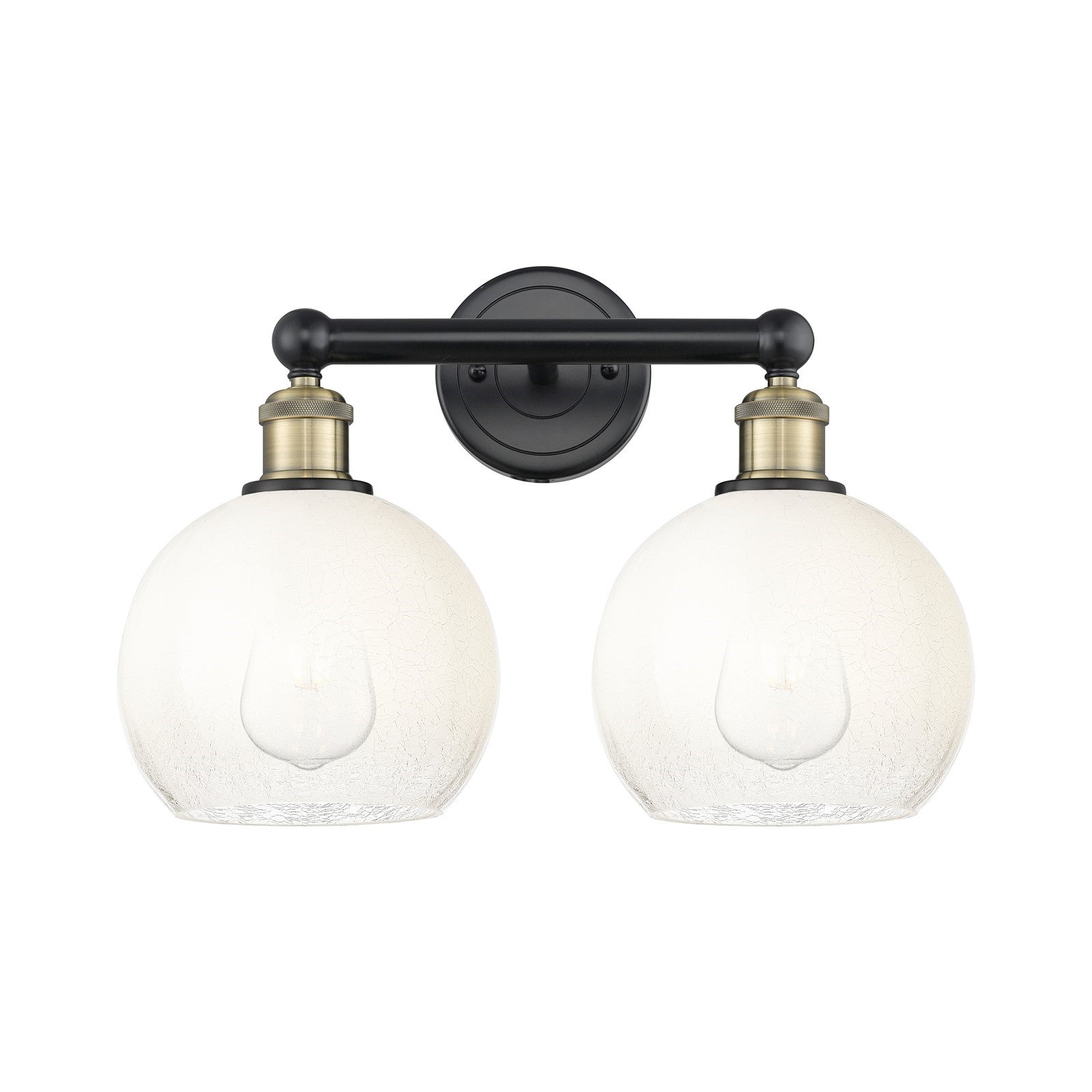 Innovations Brookhaven Globe 17in 2-Light Bath Vanity Light | Industrial Black Antique Brass and Opal Glass | Bathroom & | Model 616-2W-BAB-G483-8OP