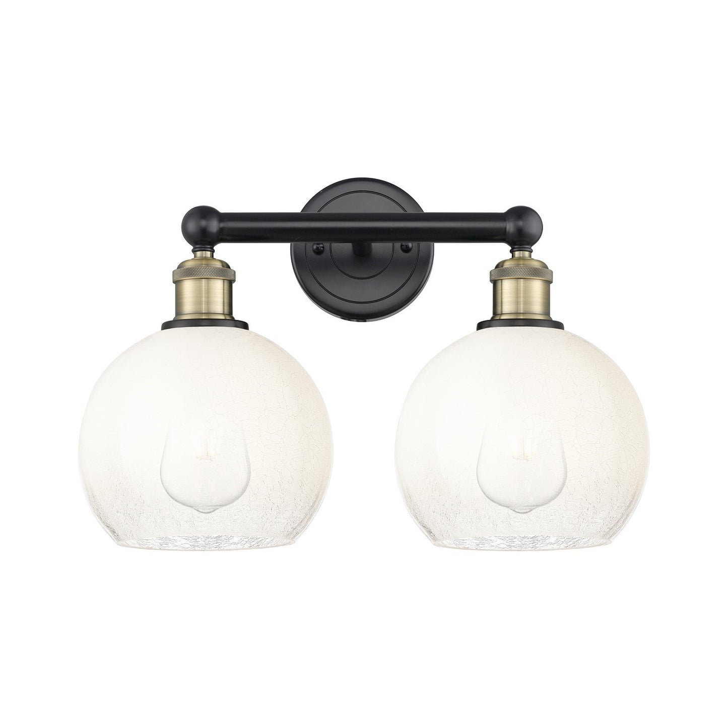 Innovations Brookhaven Globe 17in 2-Light Bath Vanity Light | Industrial Black Antique Brass and Opal Glass | Bathroom & | Model 616-2W-BAB-G483-8OP