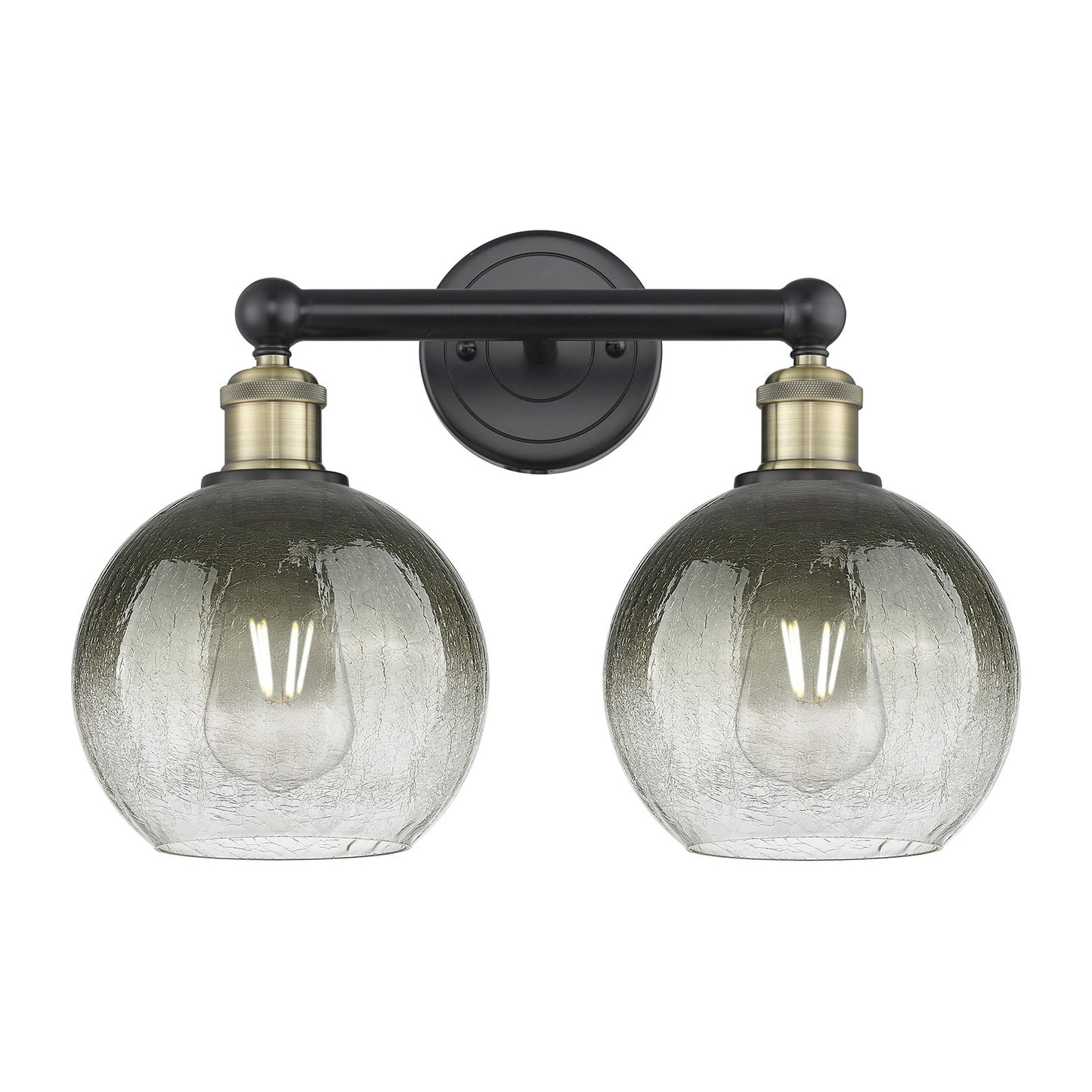 Innovations Brookhaven Globe 17in 2-Light Bath Vanity Light | Industrial Black Antique Brass Steel and Slate Glass | Bathroom | Model 616-2W-BAB-G483-8SL