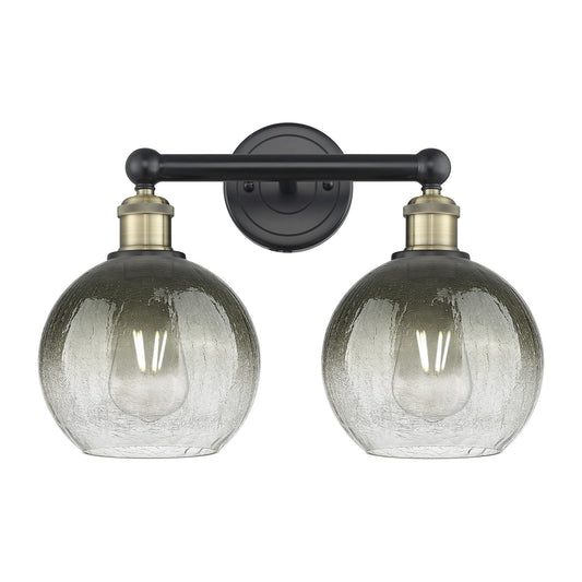 Innovations Brookhaven Globe 17in 2-Light Bath Vanity Light | Industrial Black Antique Brass Steel and Slate Glass | Bathroom | Model 616-2W-BAB-G483-8SL