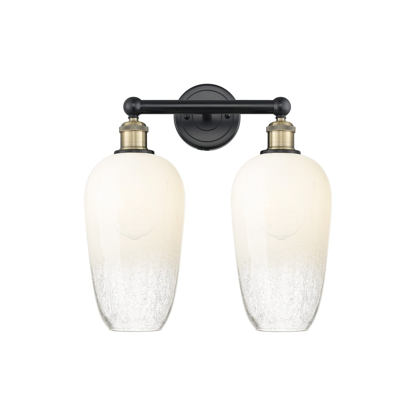 Innovations Brookhaven Flute 16in 2-Light Bath Vanity Light | Industrial Black Antique Brass and Opal Glass | Bathroom Vanity | Model 616-2W-BAB-G484-7OP