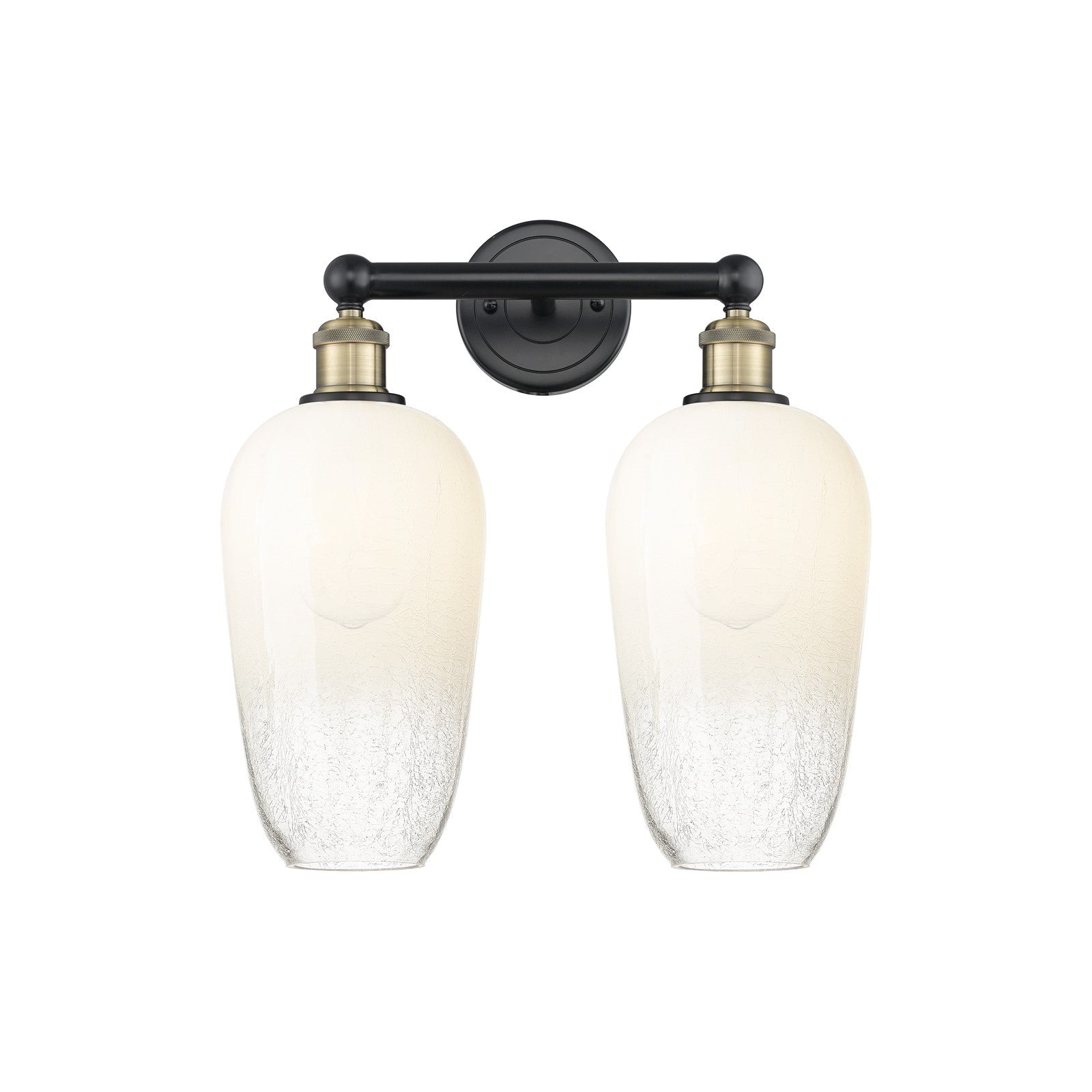Innovations Brookhaven Flute 16in 2-Light Bath Vanity Light | Industrial Black Antique Brass and Opal Glass | Bathroom Vanity | Model 616-2W-BAB-G484-7OP