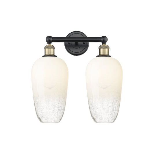 Innovations Brookhaven Flute 16in 2-Light Bath Vanity Light | Industrial Black Antique Brass and Opal Glass | Bathroom Vanity | Model 616-2W-BAB-G484-7OP