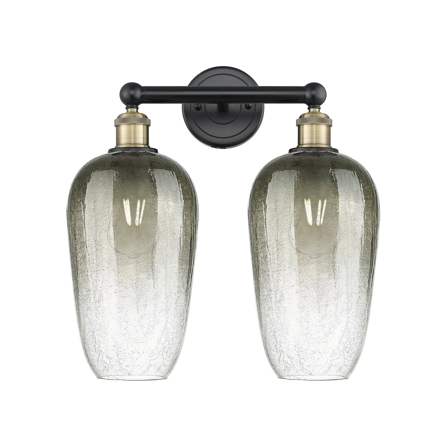 Innovations Brookhaven Flute 16in 2-Light Bath Vanity Light | Industrial Black Antique Brass and Slate Glass | Bathroom Vanity | Model 616-2W-BAB-G484-7SL