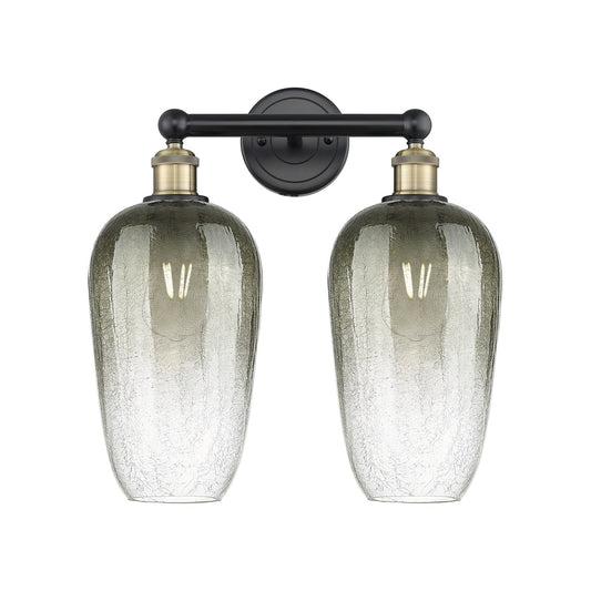Innovations Brookhaven Flute 16in 2-Light Bath Vanity Light | Industrial Black Antique Brass and Slate Glass | Bathroom Vanity | Model 616-2W-BAB-G484-7SL