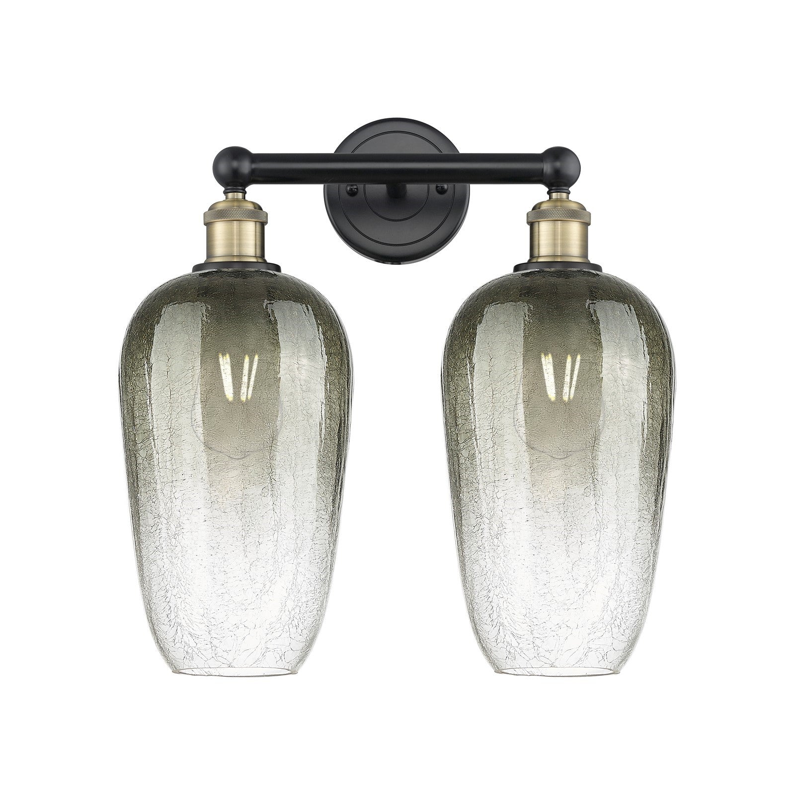 Innovations Brookhaven Flute 16in 2-Light Bath Vanity Light | Industrial Black Antique Brass and Slate Glass | Bathroom Vanity | Model 616-2W-BAB-G484-7SL